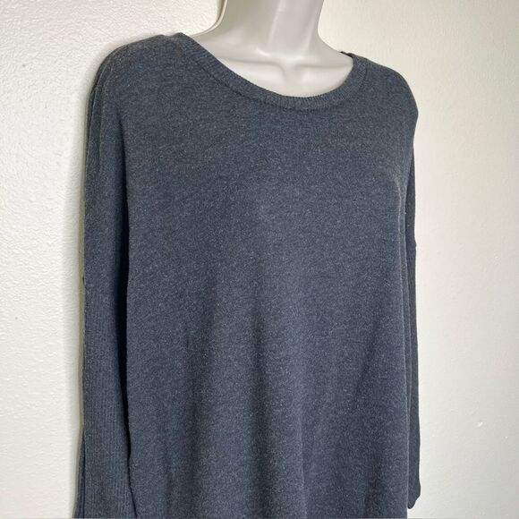 Joyspun Charcoal Gray Long Dolman Ribbed Sleeve Round Neck Top Women XL (16-18) - Picture 2 of 12